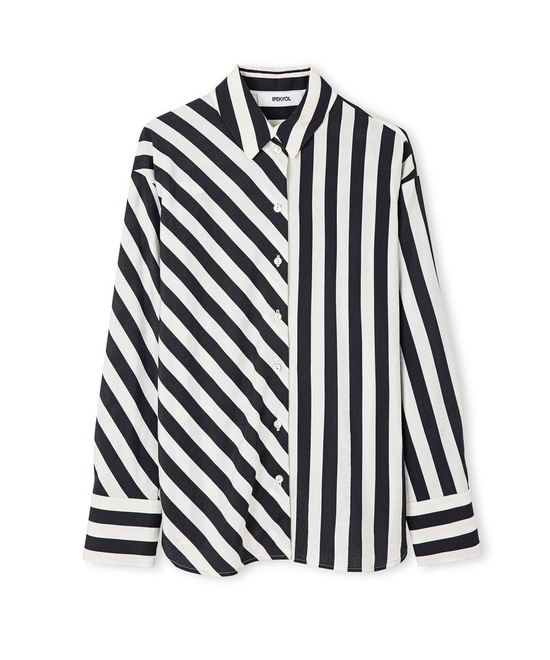 Ipekyol Striped Pattern Mix Shirt Black