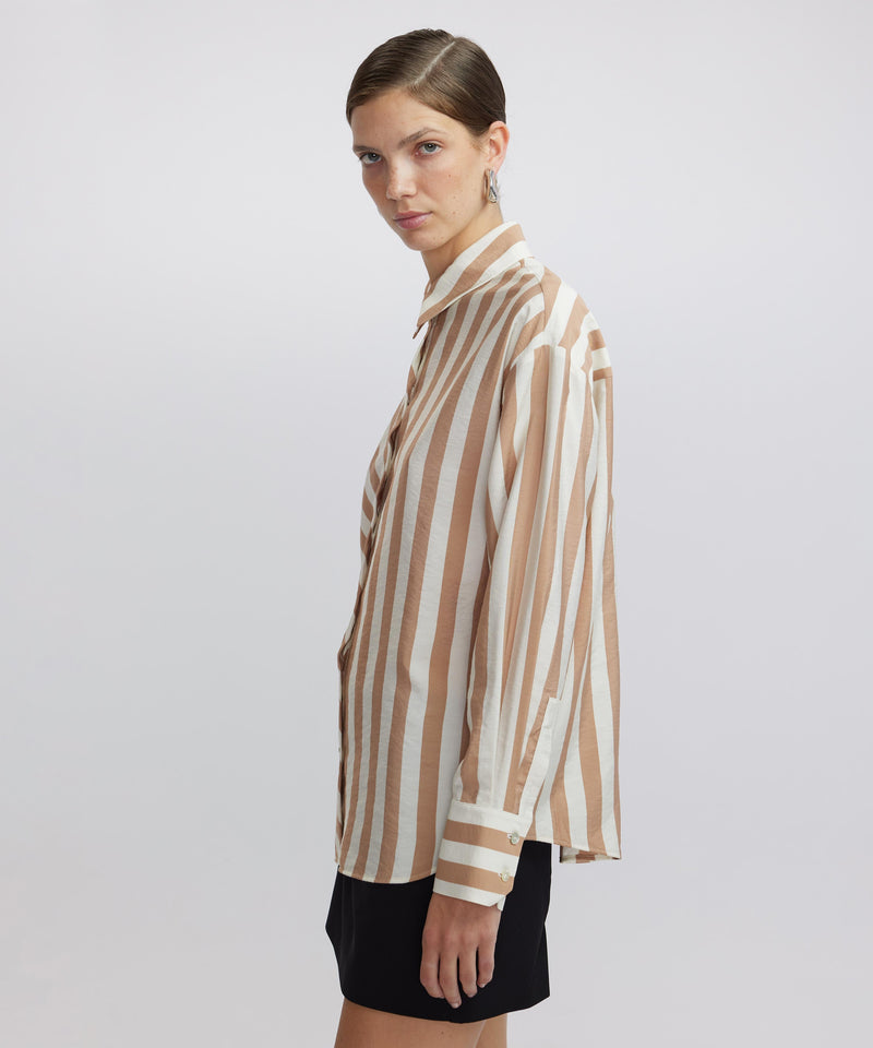 Ipekyol Striped Pattern Mix Shirt Brown