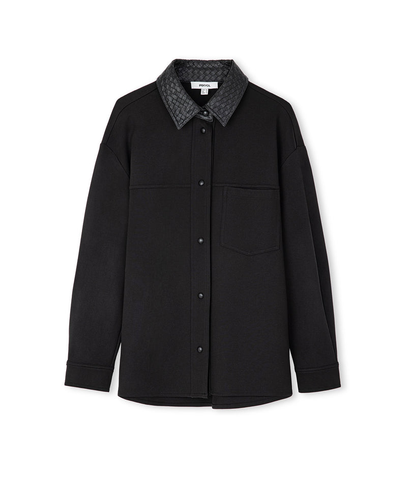 Ipekyol Textured Faux Leather Mix Shirt Black