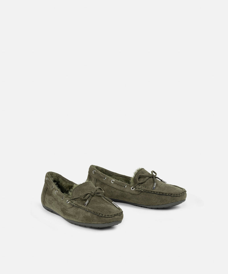 Ipekyol Plush Garnished Bow Loafer Khaki