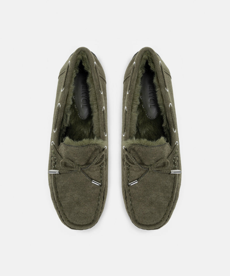 Ipekyol Plush Garnished Bow Loafer Khaki