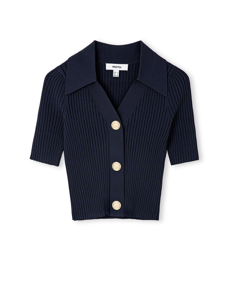 Ipekyol Metal Buttoned Ribbed Knitwear Navy