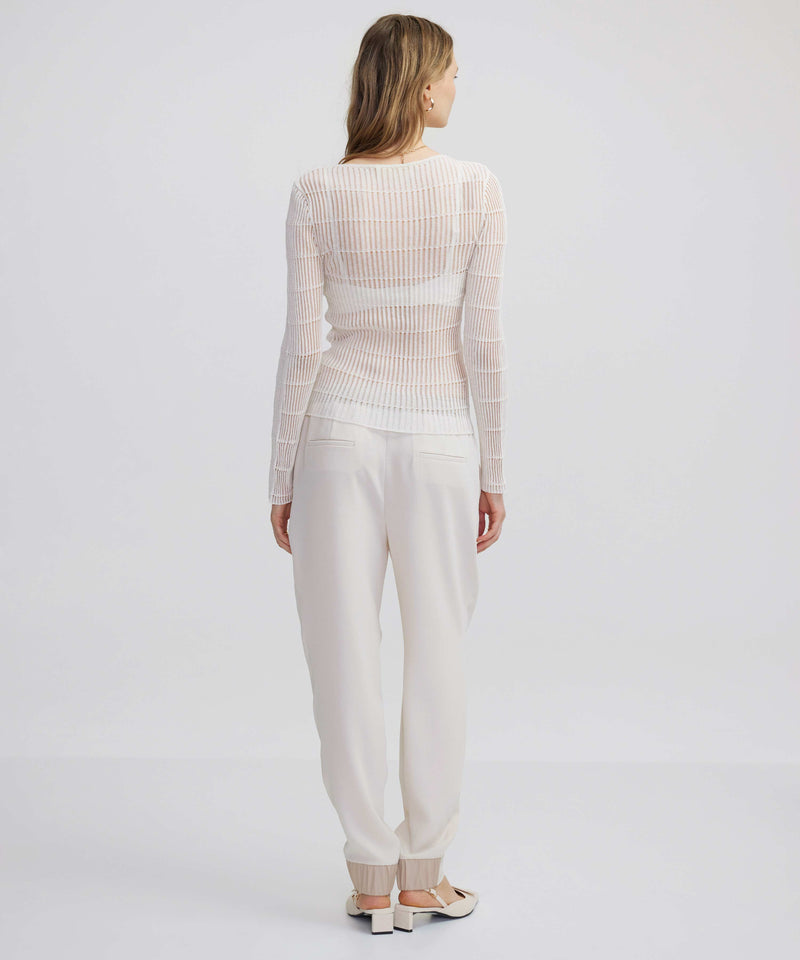 Ipekyol Textured Transparent Knitwear Ecru