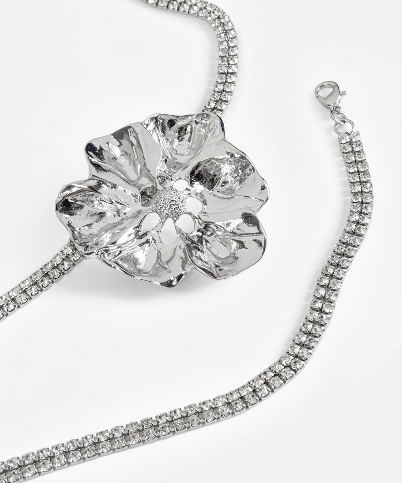 Ipekyol Flower Figured Chain Belt Silver
