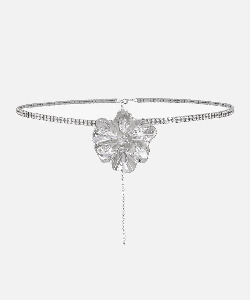 Ipekyol Flower Figured Chain Belt Silver