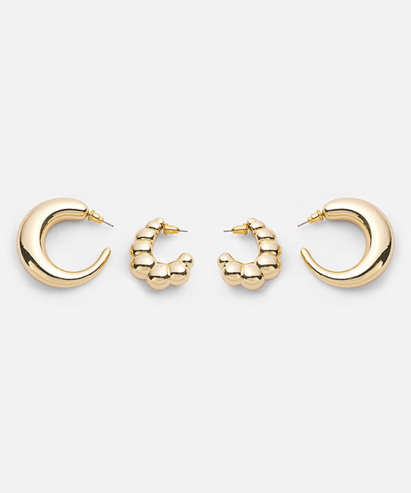 Ipekyol Metal Earring Set Gold