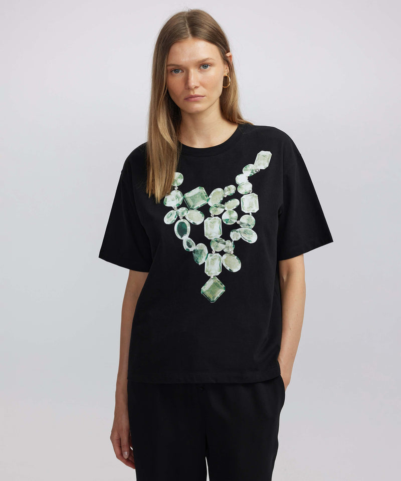 Ipekyol Printed And Embroidered T-Shirt Black