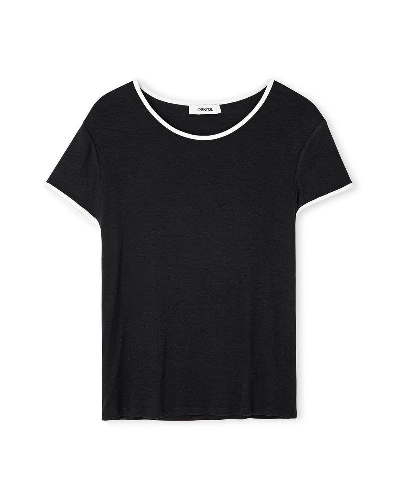 Ipekyol Contrast Piping T-Shirt Black