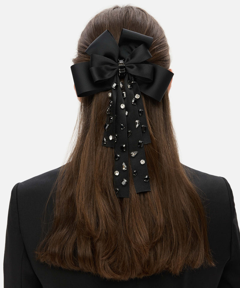 Ipekyol Crystal Stone Bow Hair Accessory Black