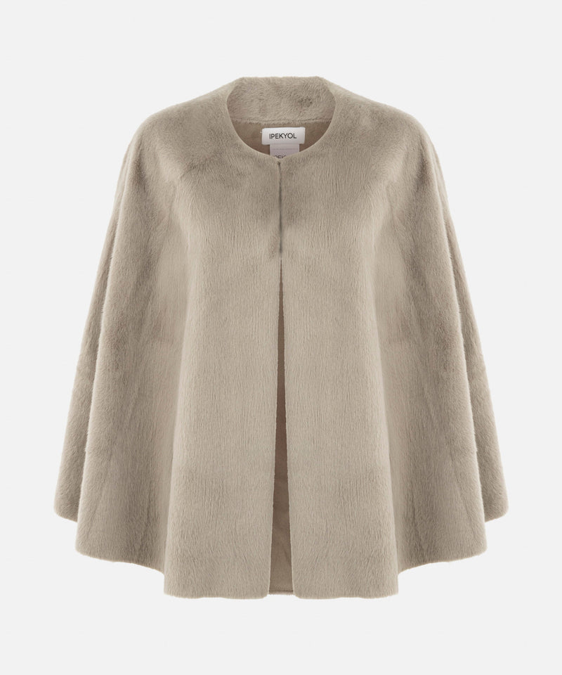 Ipekyol Faux Fur Poncho Beige