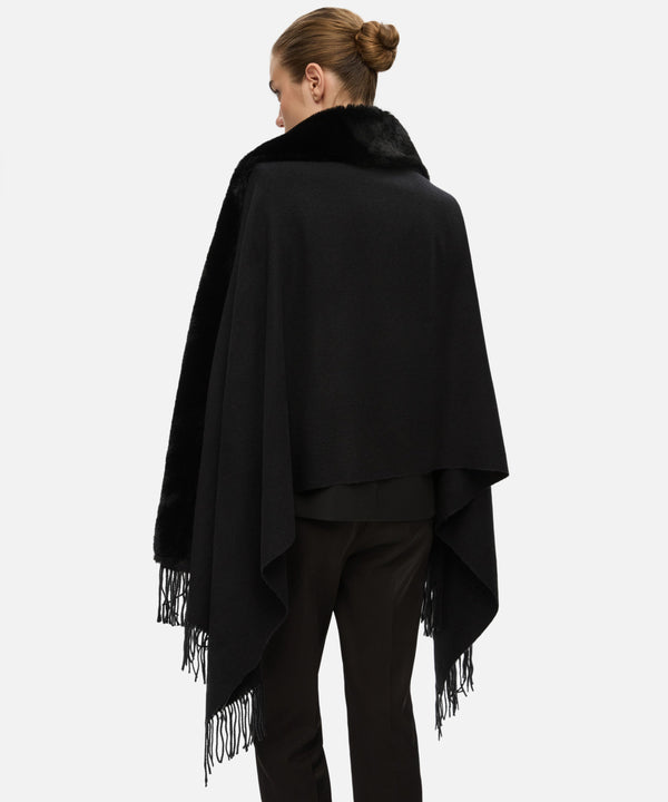 Ipekyol Poncho With Faux Fur Trim Black