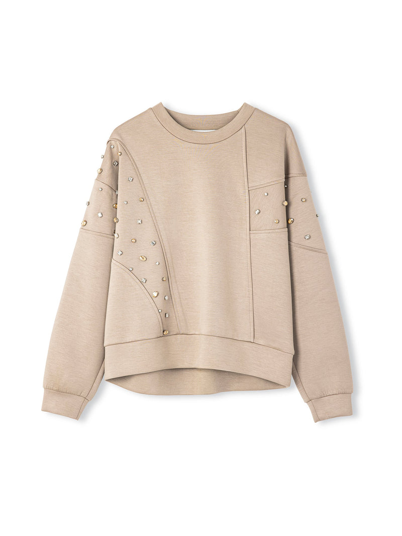 Ipekyol Crystal Stone Embroidered Sweatshirt Stone