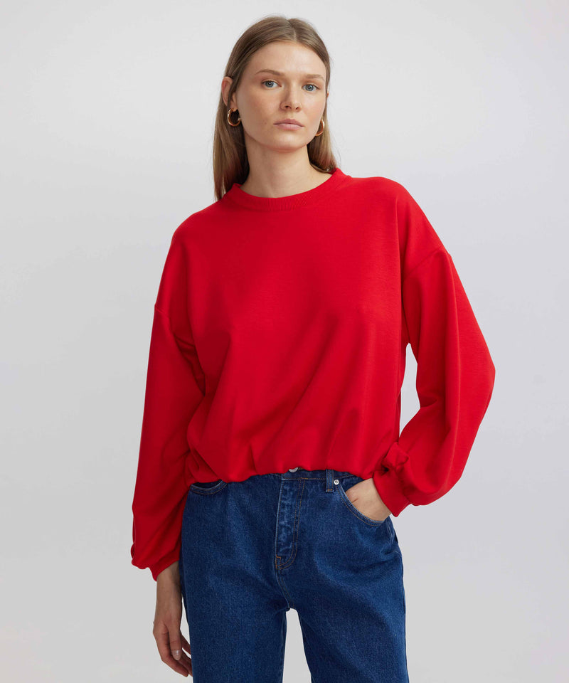 Ipekyol Draped Balloon Sleeve Sweatshirt Red