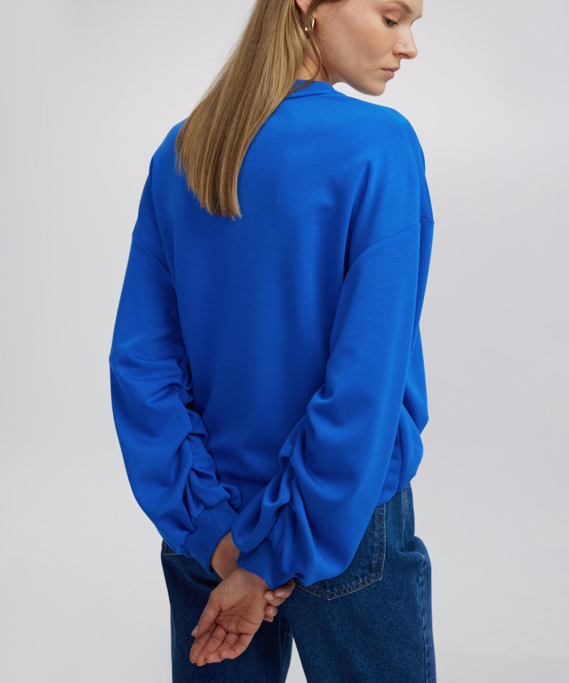 Ipekyol Draped Balloon Sleeve Sweatshirt Blue