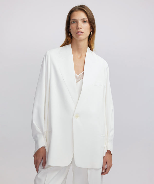 Ipekyol Single-Breasted Draped Blazer Ecru