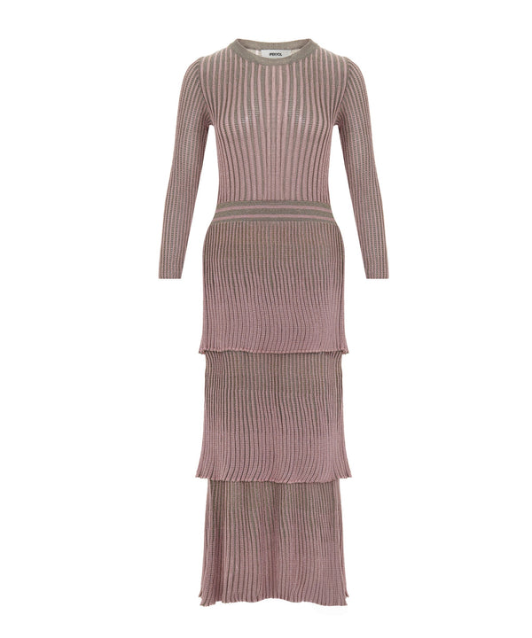 Ipekyol Tiered Hem Knit Dress Powder