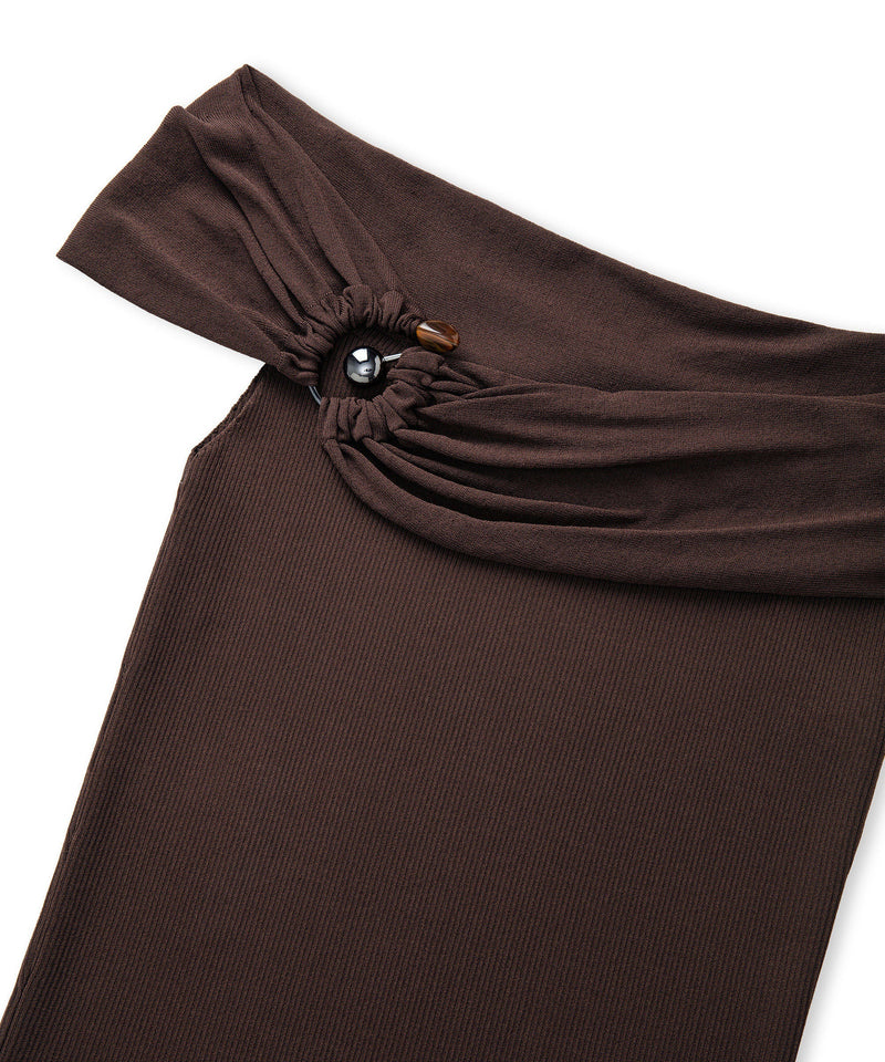 Ipekyol Off-The-Shoulder Knit Dress Brown