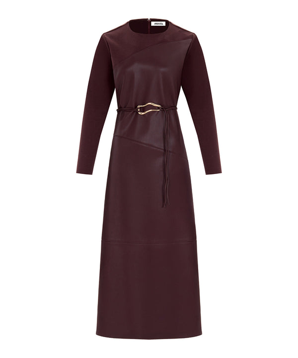 Ipekyol Mixed Dress With Belt Bordoux