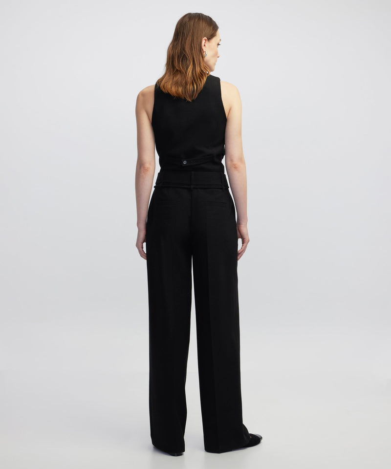 Ipekyol Tie Waist Wide Leg Fit Trousers  Black