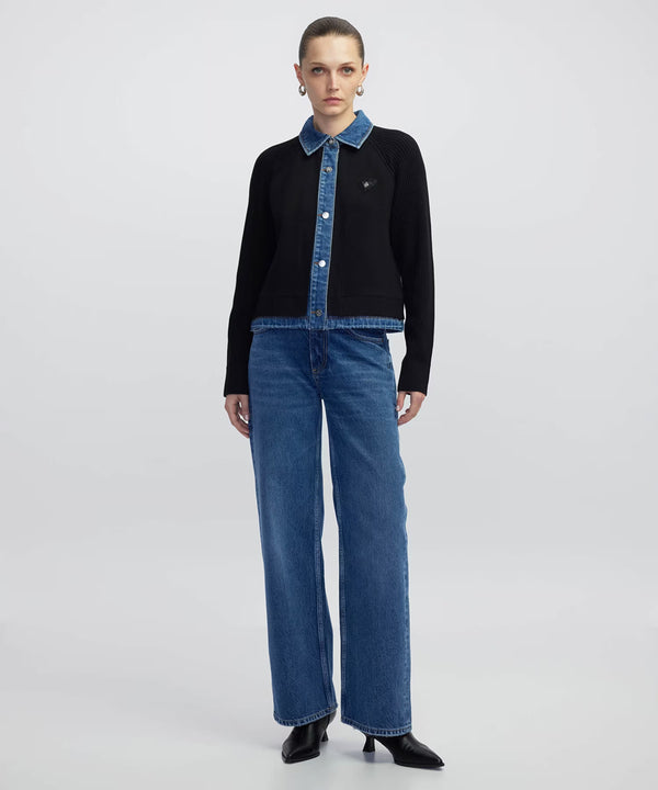 Ipekyol Denim And Knitwear Mixed Jacket Black