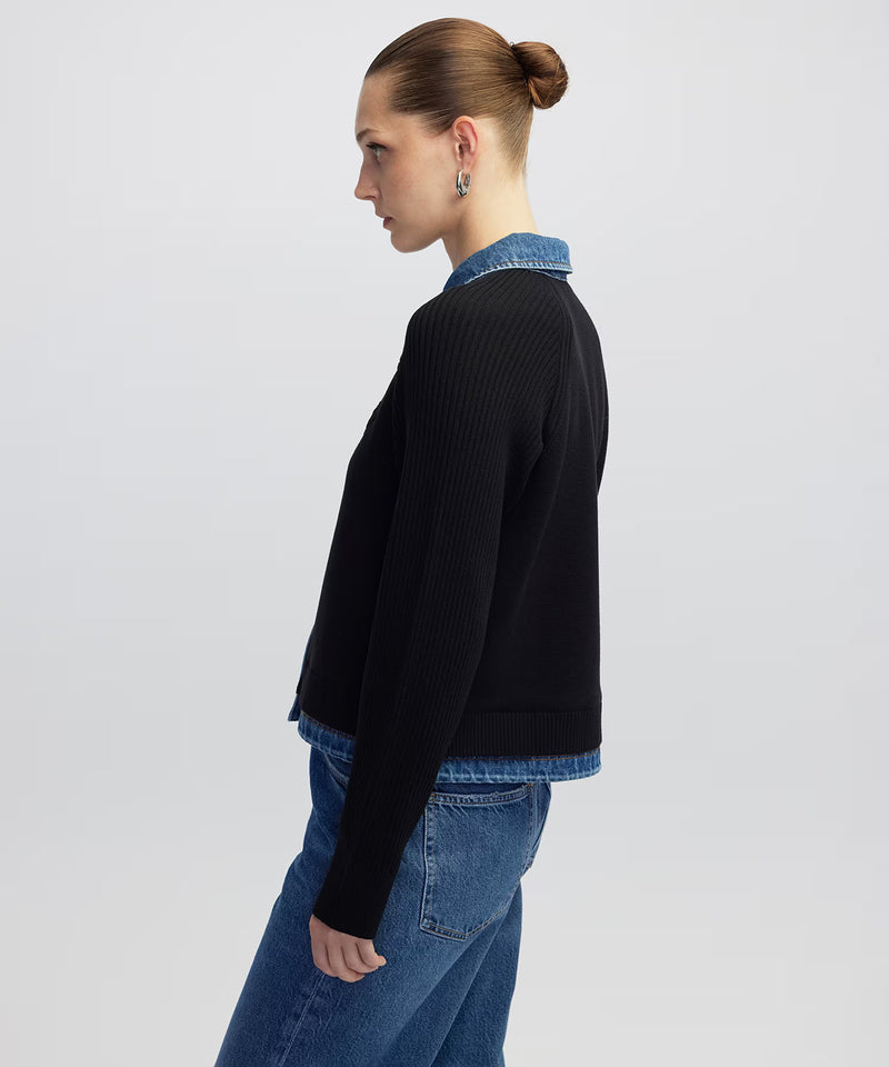 Ipekyol Denim And Knitwear Mixed Jacket Black