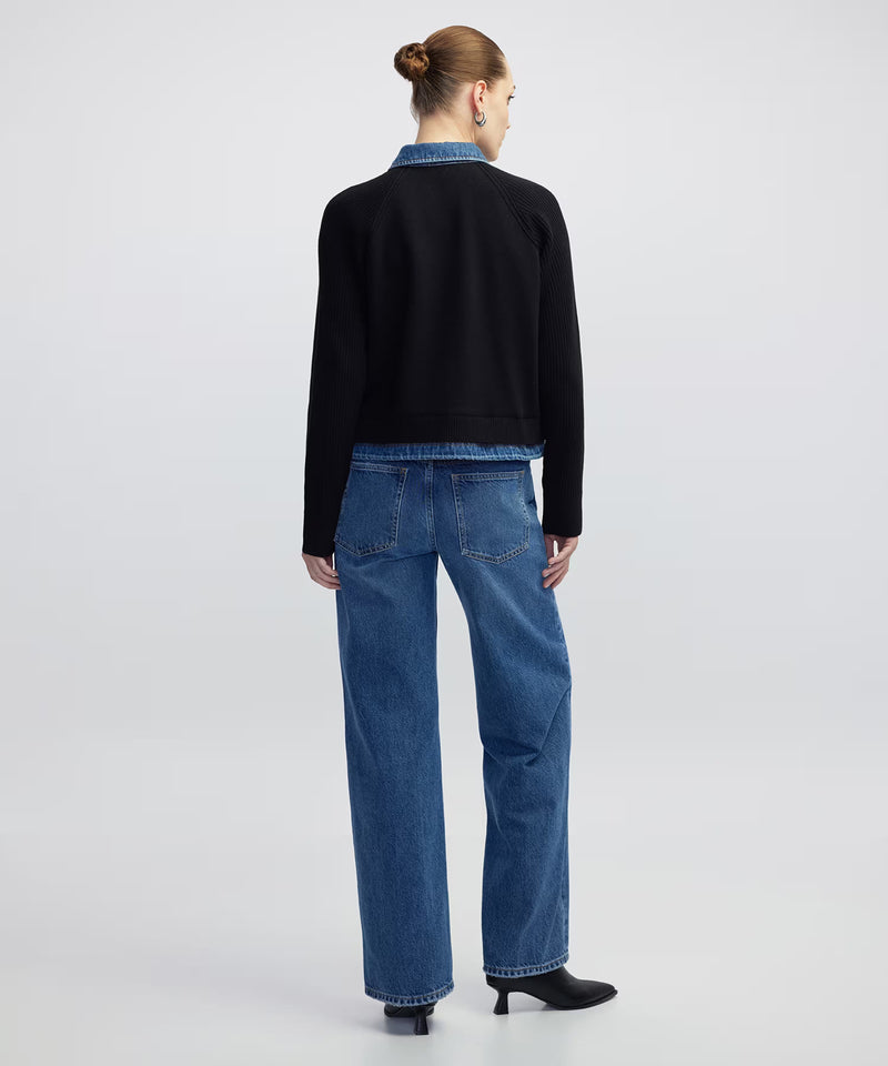Ipekyol Denim And Knitwear Mixed Jacket Black