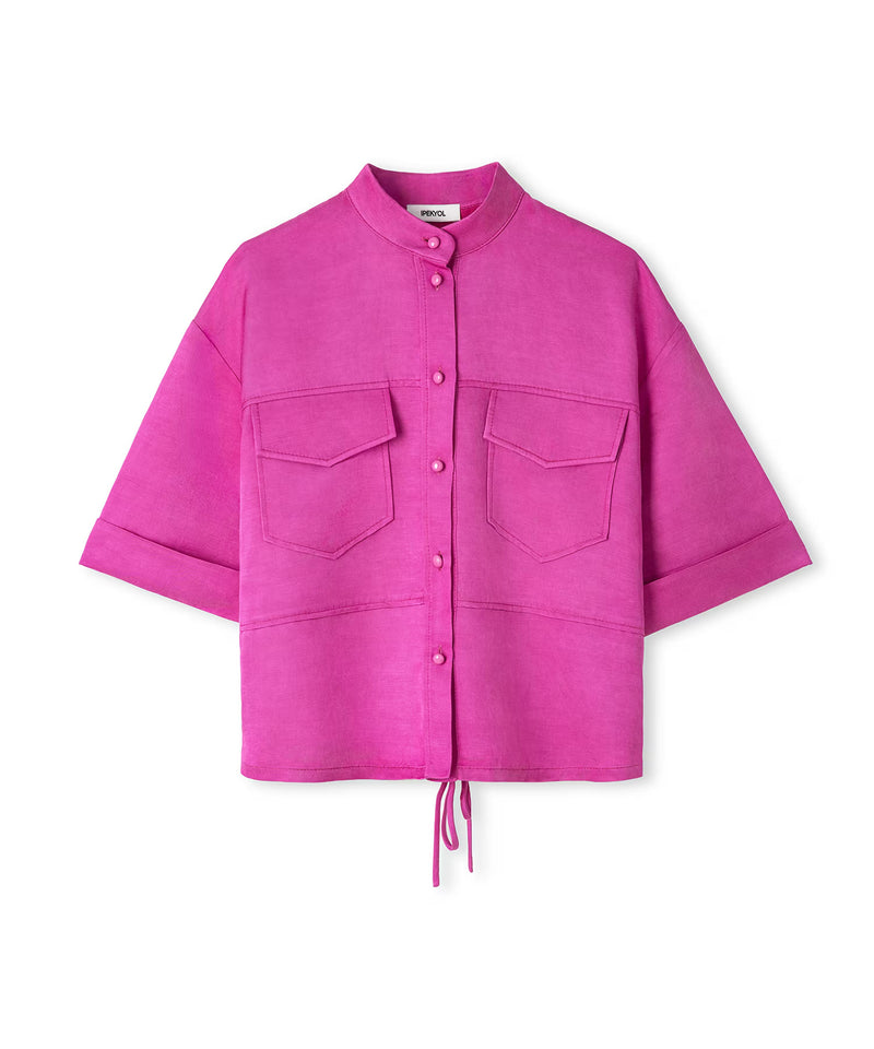 Ipekyol Grandad Collar Blouse With Pockets Fuchsia