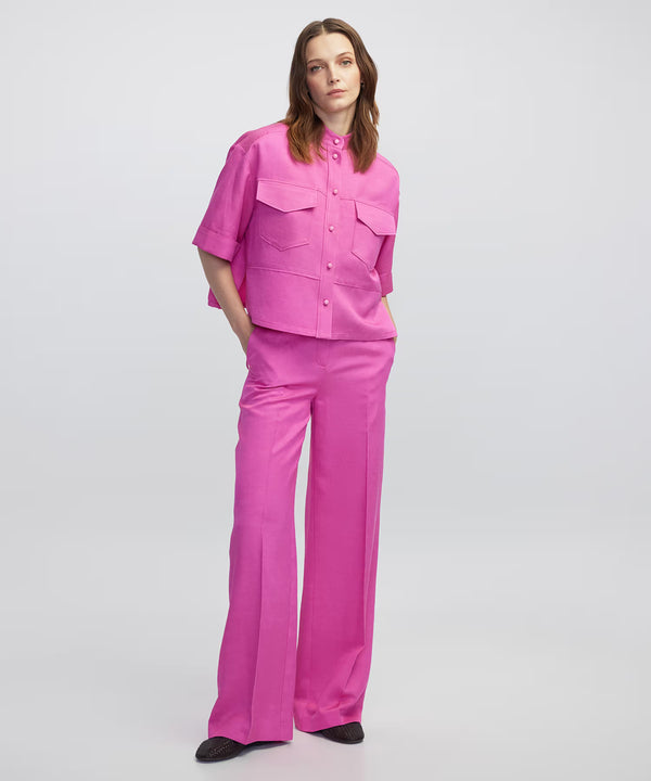 Ipekyol Grandad Collar Blouse With Pockets Fuchsia