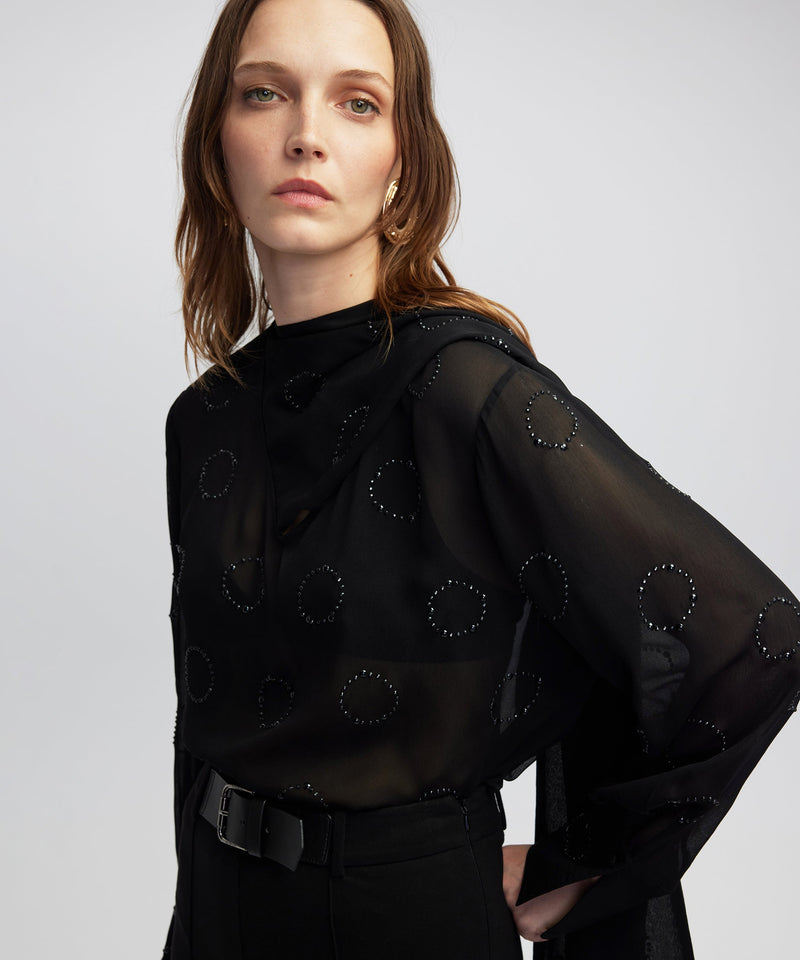 Ipekyol Rhinestone Chiffon Blouse Black