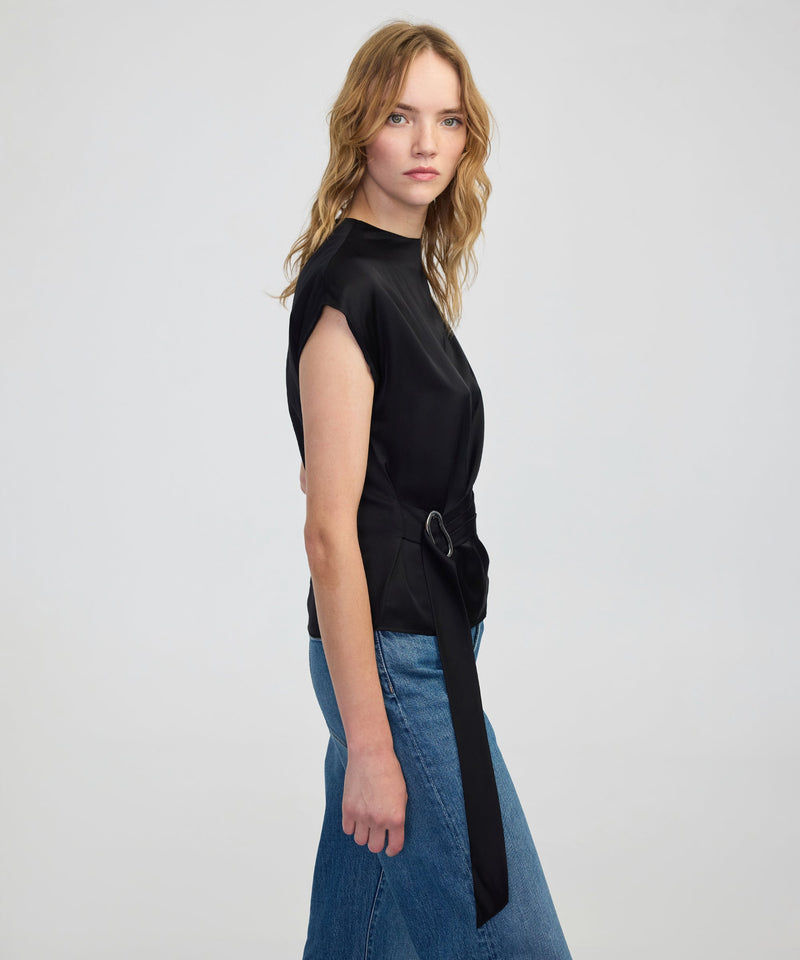 Ipekyol Satin-Effect Belted Blouse Black