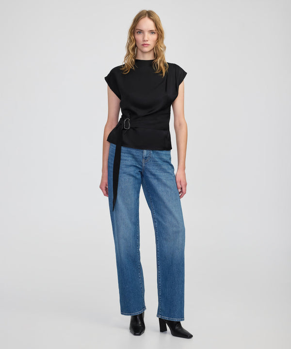 Ipekyol Satin-Effect Belted Blouse Black