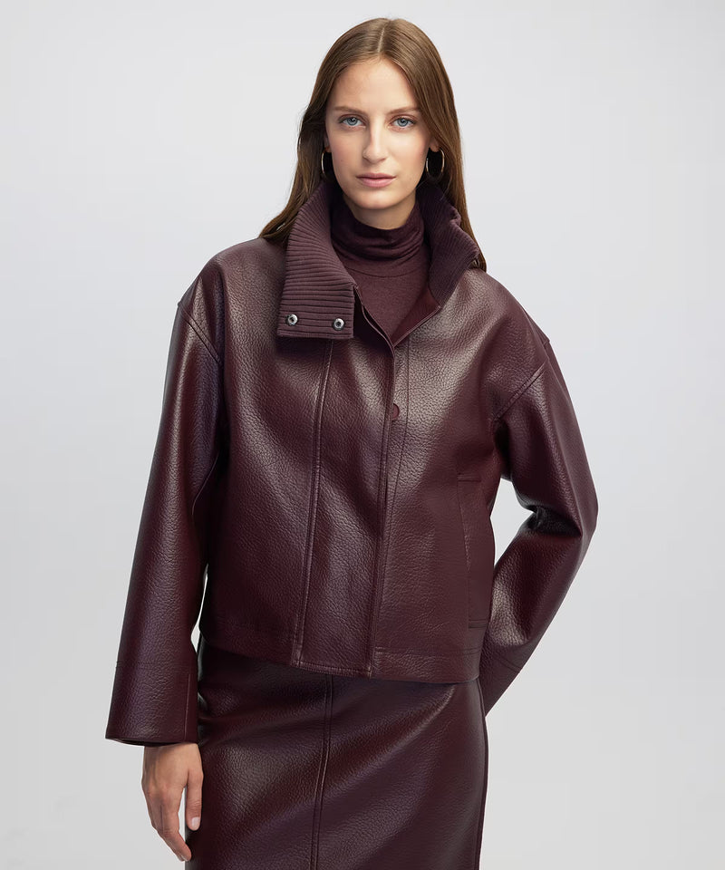 Ipekyol Leather-Effect Coat Bordoux