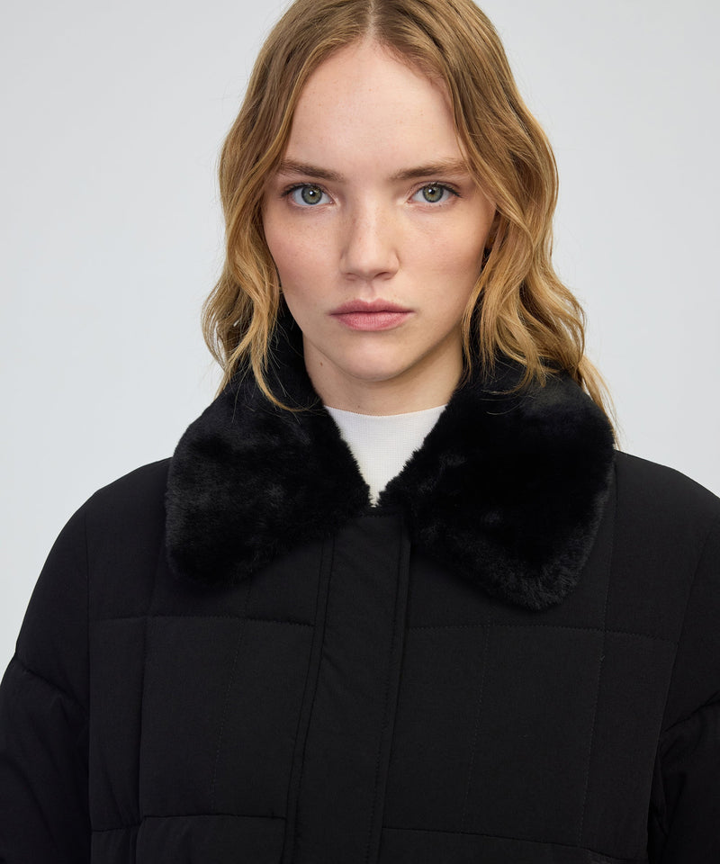 Ipekyol Quilted Puffer With Faux Fur Collar Black