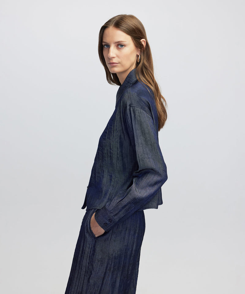 Ipekyol Textured Shirt With Double Placket Indigo