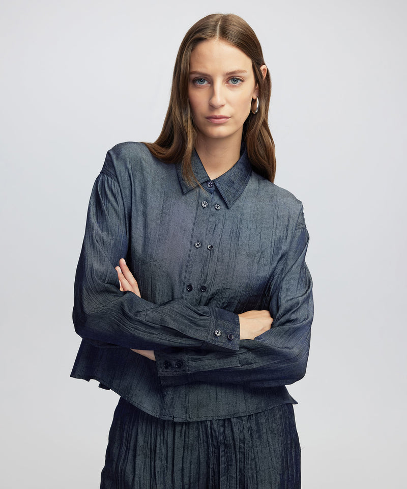 Ipekyol Textured Shirt With Double Placket Indigo
