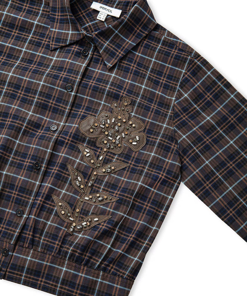 Ipekyol Embellished Floral Applique Shirt Navy