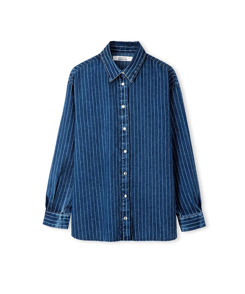Ipekyol Striped Denim Shirt Light Blue