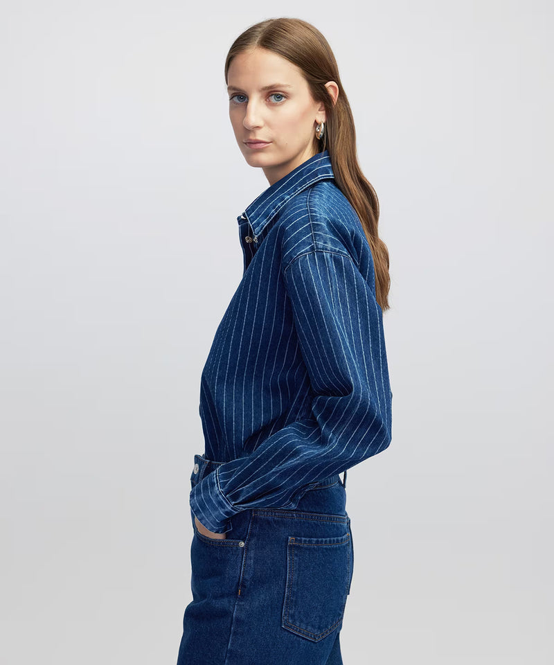 Ipekyol Striped Denim Shirt Light Blue