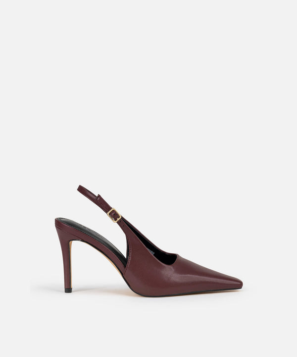 Ipekyol Faux Leather Slingback Heels Bordoux