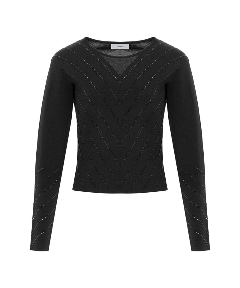 Ipekyol Rhinestone Knit Top Black