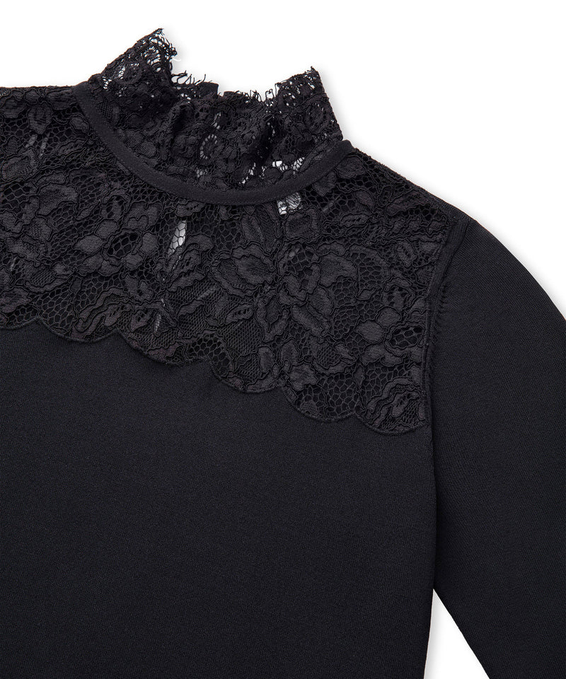 Ipekyol Lace-Trim Knit Top Black