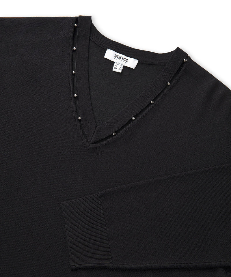 Ipekyol Embellished Cutout Knit Sweater Black