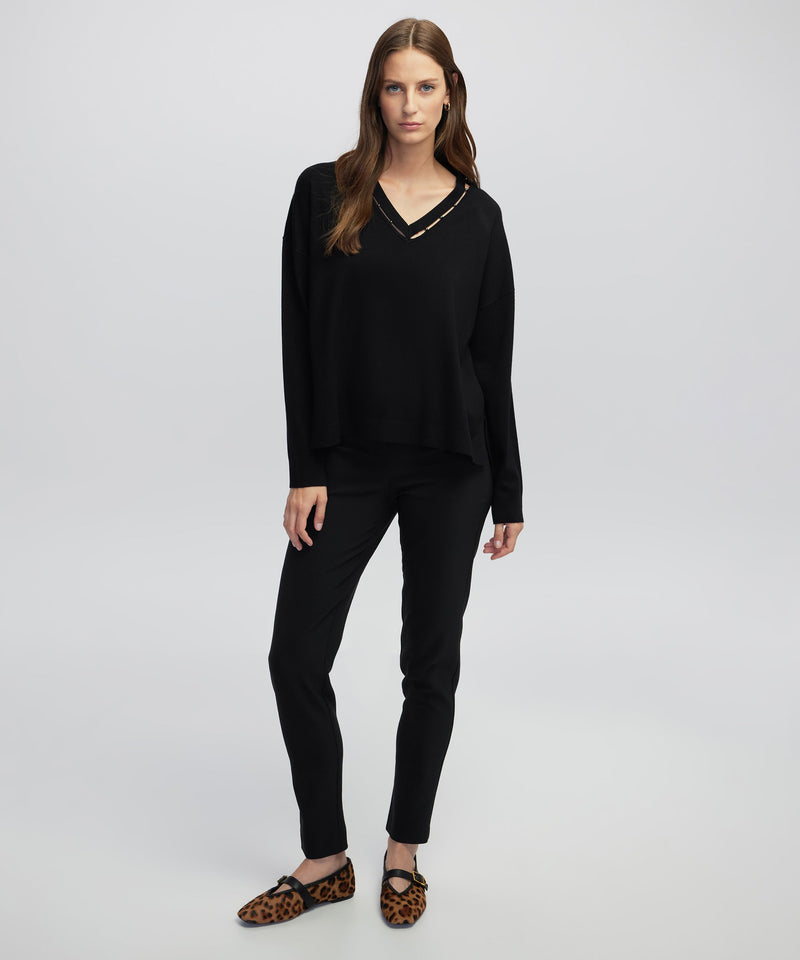 Ipekyol Embellished Cutout Knit Sweater Black