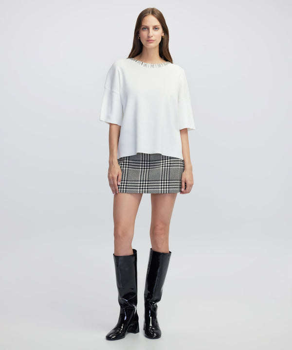 Ipekyol Embellished Knit T-Shirt Ecru