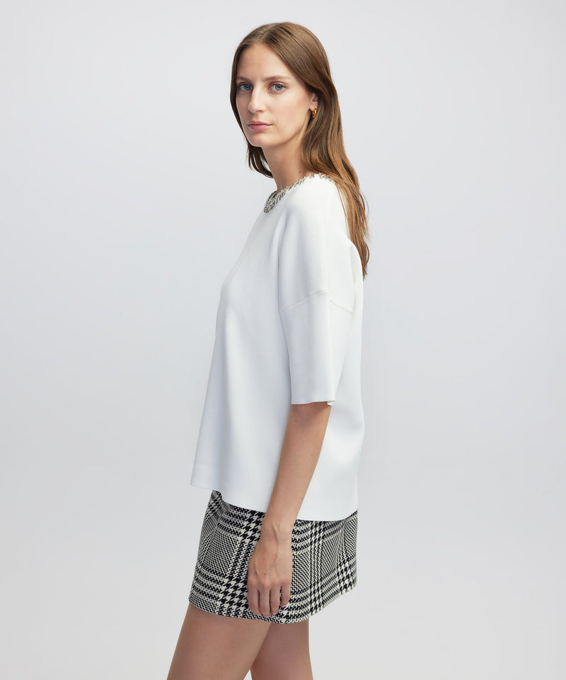 Ipekyol Embellished Knit T-Shirt Ecru