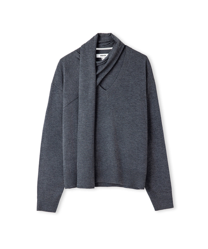 Ipekyol Scarf Knit Sweater  Grey