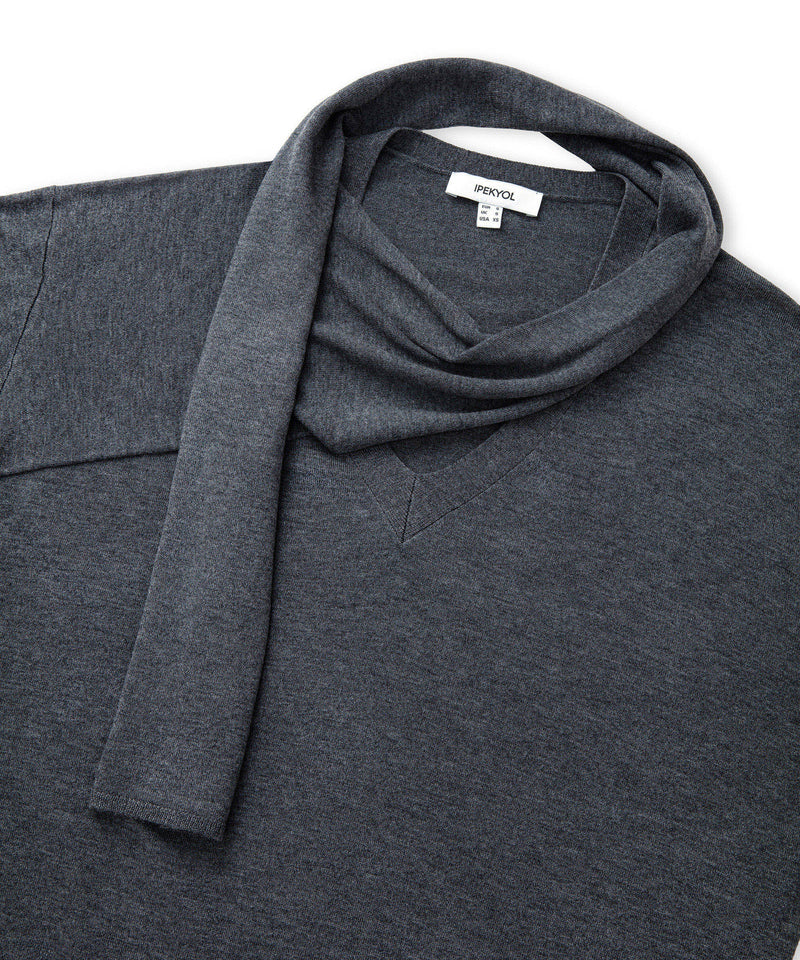 Ipekyol Scarf Knit Sweater  Grey