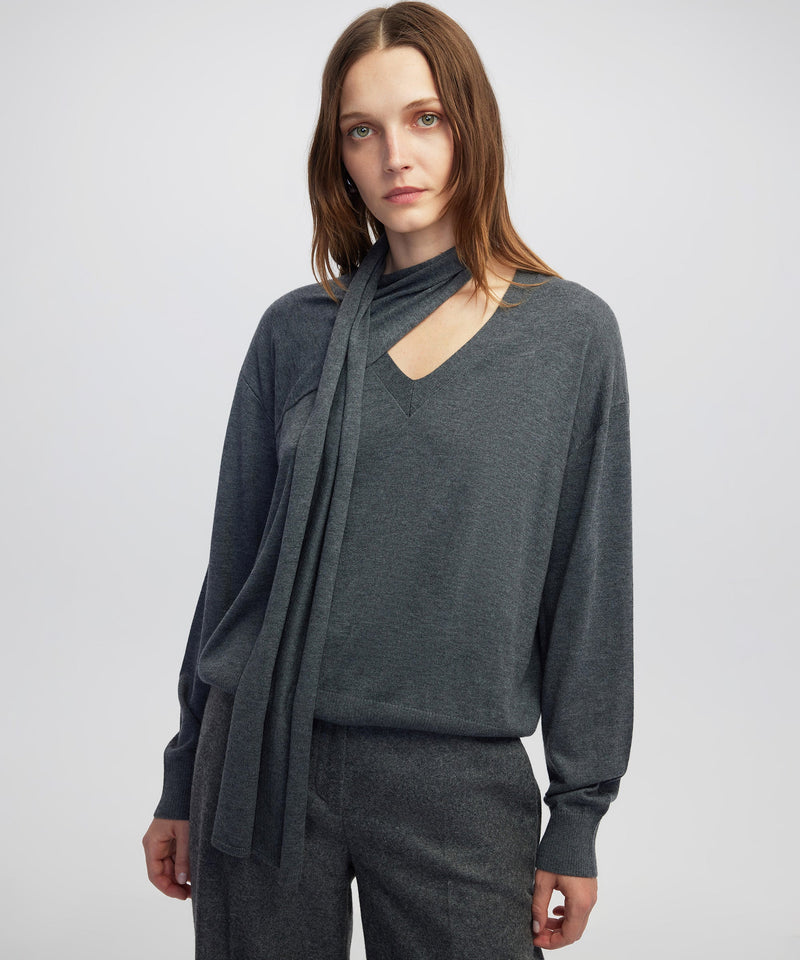 Ipekyol Scarf Knit Sweater  Grey