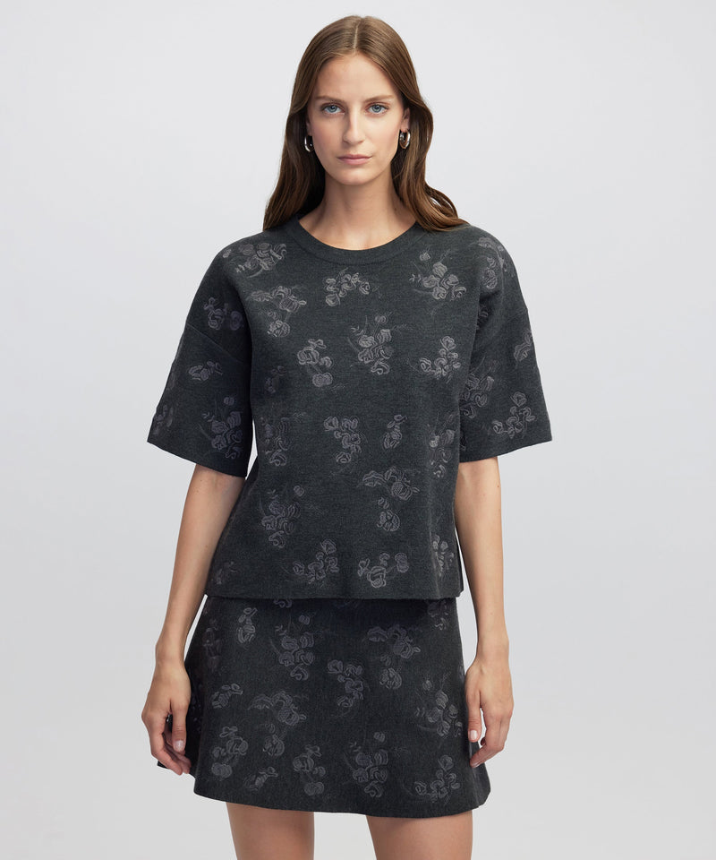 Ipekyol Embellished Knit T-Shirt Anthracite