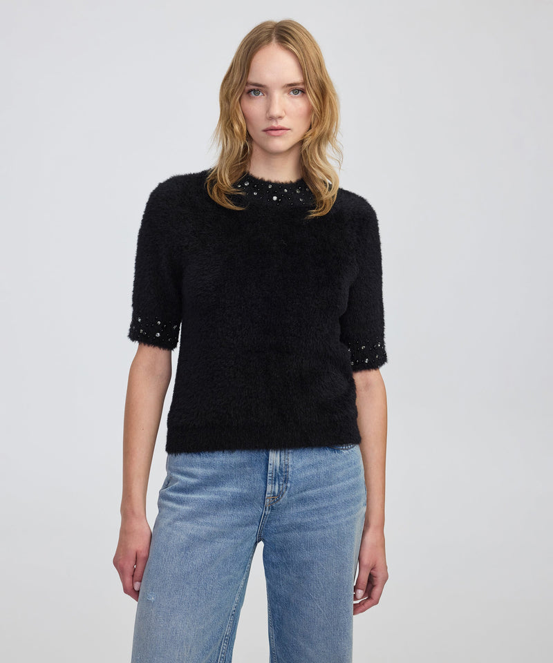 Ipekyol Embellished Soft Knit Top Black